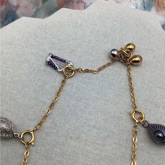 Joan Rivers Gold Necklace with Colorful Charms Egg Charms Lot Of 8 - Picture 2 of 6